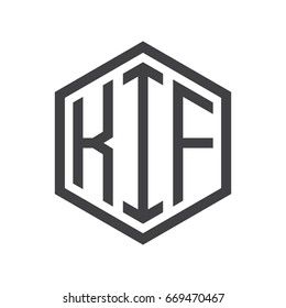 three-letter initials hexagon logo black