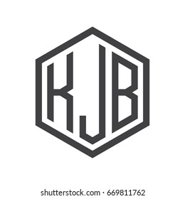 three-letter initials hexagon logo black