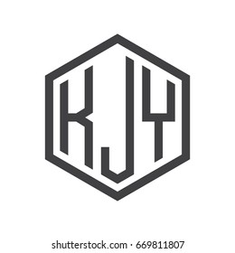 three-letter initials hexagon logo black