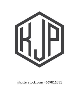 three-letter initials hexagon logo black