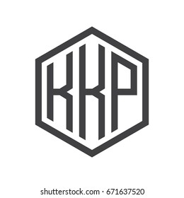 three-letter initials hexagon logo black