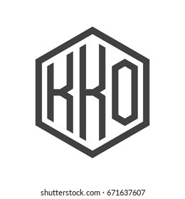 three-letter initials hexagon logo black