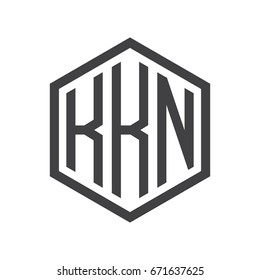 three-letter initials hexagon logo black