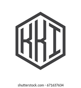 three-letter initials hexagon logo black