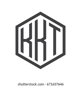 three-letter initials hexagon logo black
