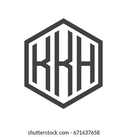 three-letter initials hexagon logo black