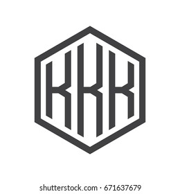 three-letter initials hexagon logo black
