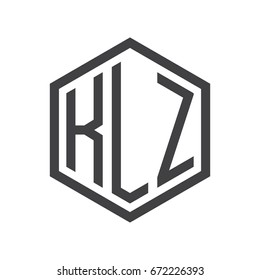 three-letter initials hexagon logo black