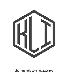 three-letter initials hexagon logo black