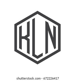 three-letter initials hexagon logo black