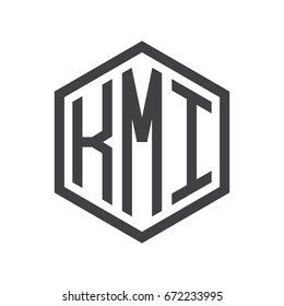 three-letter initials hexagon logo black