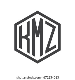 three-letter initials hexagon logo black