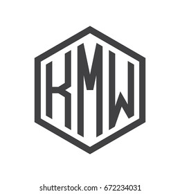 three-letter initials hexagon logo black