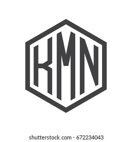 three-letter initials hexagon logo black