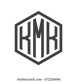 three-letter initials hexagon logo black