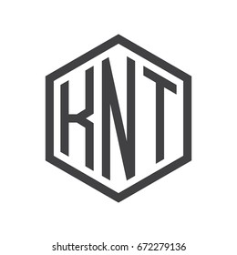 three-letter initials hexagon logo black