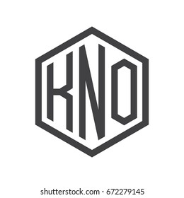 three-letter initials hexagon logo black