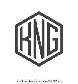 three-letter initials hexagon logo black