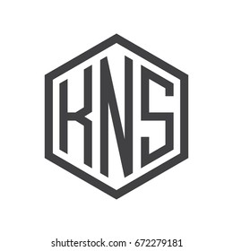three-letter initials hexagon logo black