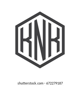 three-letter initials hexagon logo black