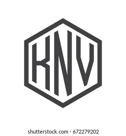 three-letter initials hexagon logo black