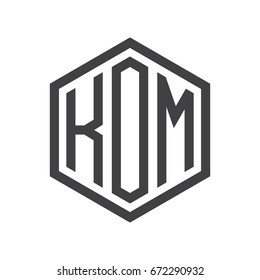 three-letter initials hexagon logo black