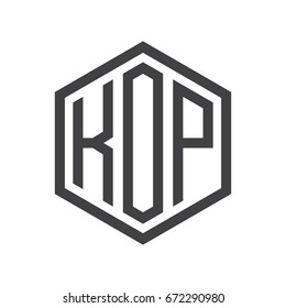 three-letter initials hexagon logo black