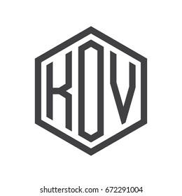 three-letter initials hexagon logo black