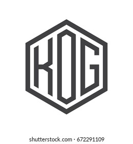 three-letter initials hexagon logo black
