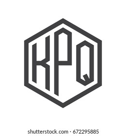 three-letter initials hexagon logo black