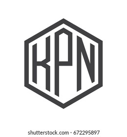 three-letter initials hexagon logo black