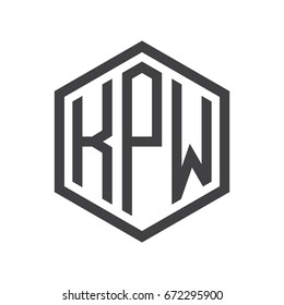 three-letter initials hexagon logo black
