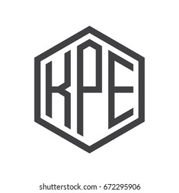 three-letter initials hexagon logo black