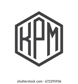 three-letter initials hexagon logo black