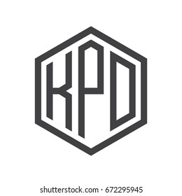 three-letter initials hexagon logo black