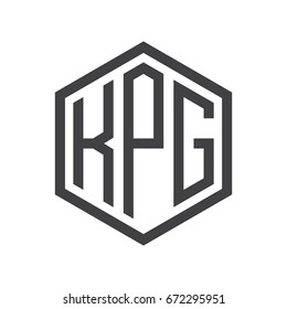 three-letter initials hexagon logo black