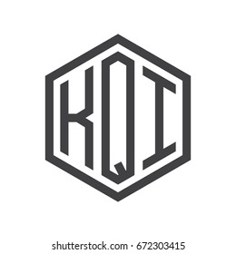 three-letter initials hexagon logo black