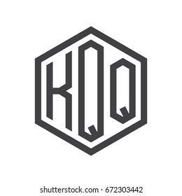 three-letter initials hexagon logo black