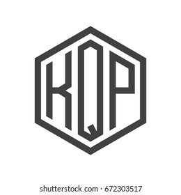 three-letter initials hexagon logo black