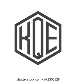 three-letter initials hexagon logo black