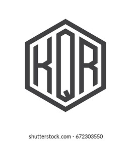 three-letter initials hexagon logo black
