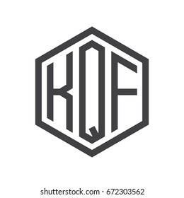 three-letter initials hexagon logo black