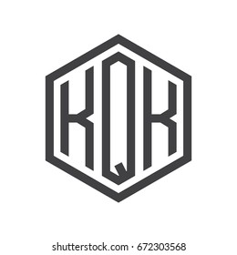 three-letter initials hexagon logo black