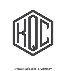 three-letter initials hexagon logo black