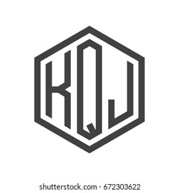 three-letter initials hexagon logo black