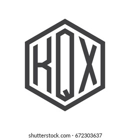 three-letter initials hexagon logo black