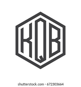 three-letter initials hexagon logo black
