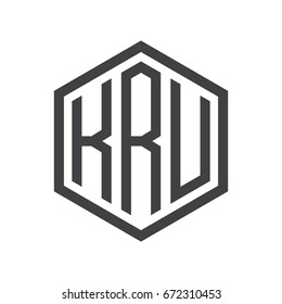 three-letter initials hexagon logo black