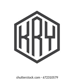 three-letter initials hexagon logo black