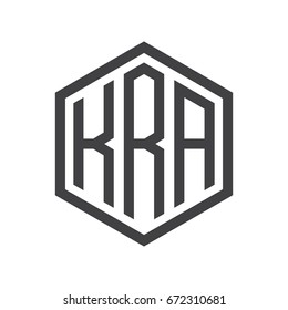 three-letter initials hexagon logo black